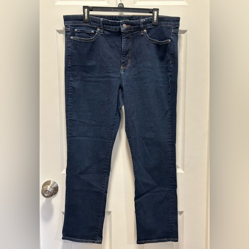 Lauren Ralph Lauren Plus Size 16 Premier Stretch Denim Straight Leg Jeans EUC
